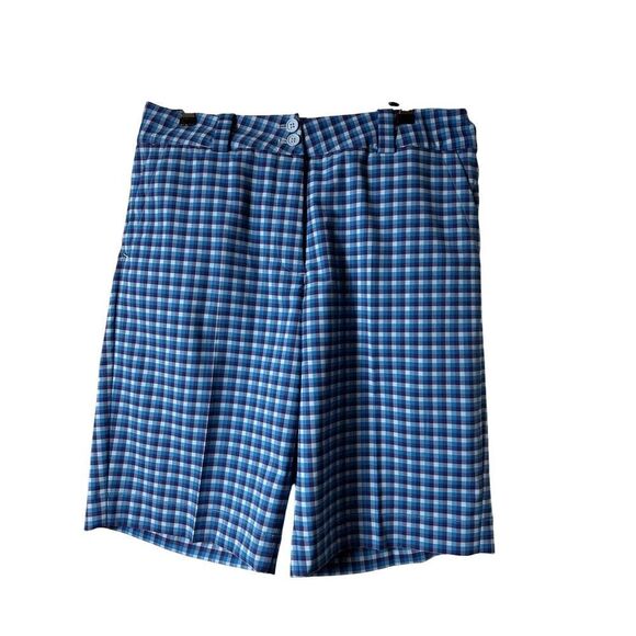 Nike‎ Golf Shorts Womens 10 Blue Purple Plaid Flat Front Dri-Fit NWT - Picture 1 of 4